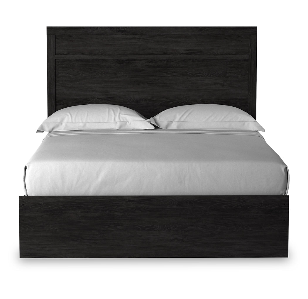 Belachime Queen Panel Bed with Mirrored Dresser and Chest