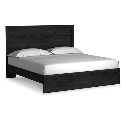 Belachime King Panel Bed with Mirrored Dresser and Nightstand