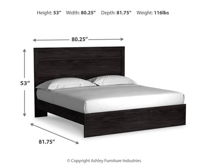 Belachime King Panel Bed with Mirrored Dresser