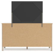 Cadmori Queen Upholstered Panel Bed with Mirrored Dresser and Nightstand