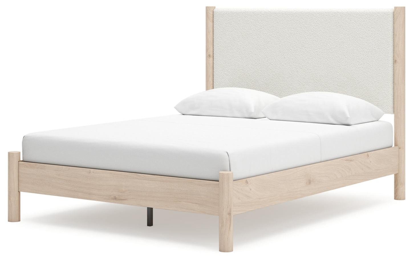 Cadmori Queen Upholstered Panel Bed with Mirrored Dresser and Chest