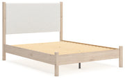 Cadmori Queen Upholstered Panel Bed with Mirrored Dresser and Chest