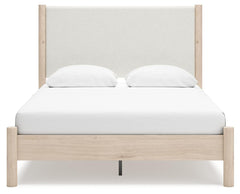 Cadmori Queen Upholstered Panel Bed with Mirrored Dresser