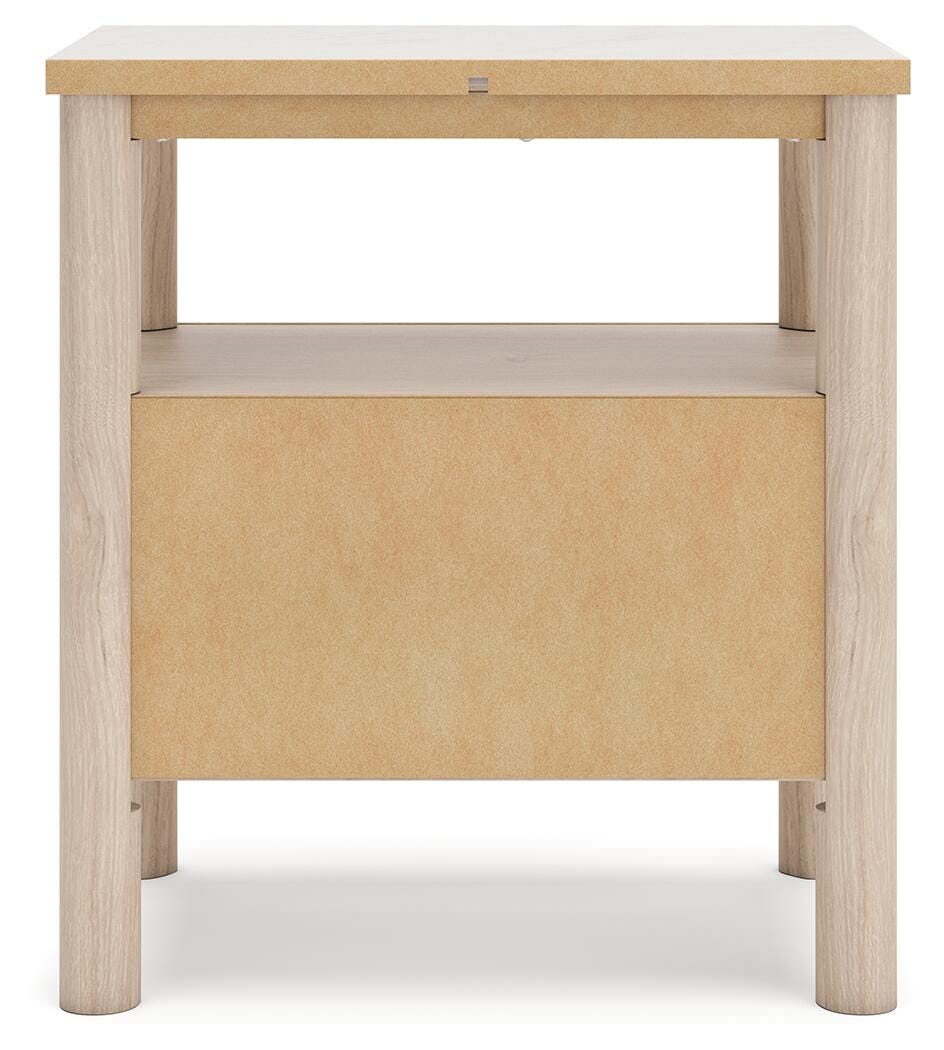 Cadmori King Upholstered Panel Bed, Dresser, Mirror and Nightstand