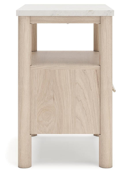 Cadmori King Upholstered Panel Bed, Dresser, Mirror and Nightstand