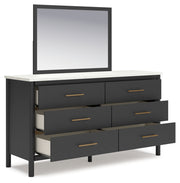 Cadmori Full Upholstered Panel Bed, Dresser, Mirror and Chest