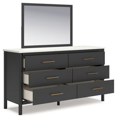 Cadmori King Upholstered Panel Bed, Dresser, Mirror, Chest and Nightstand