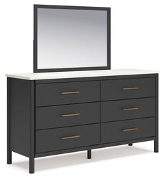 Cadmori Full Upholstered Panel Bed, Dresser and Mirror