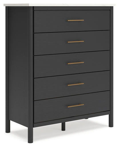 Cadmori Full Upholstered Panel Bed, Dresser, Mirror and Chest