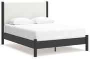 Cadmori Queen Upholstered Panel Bed, Dresser and Mirror