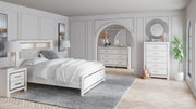 Altyra Queen Bookcase Headboard Bed with Mirrored Dresser and Chest