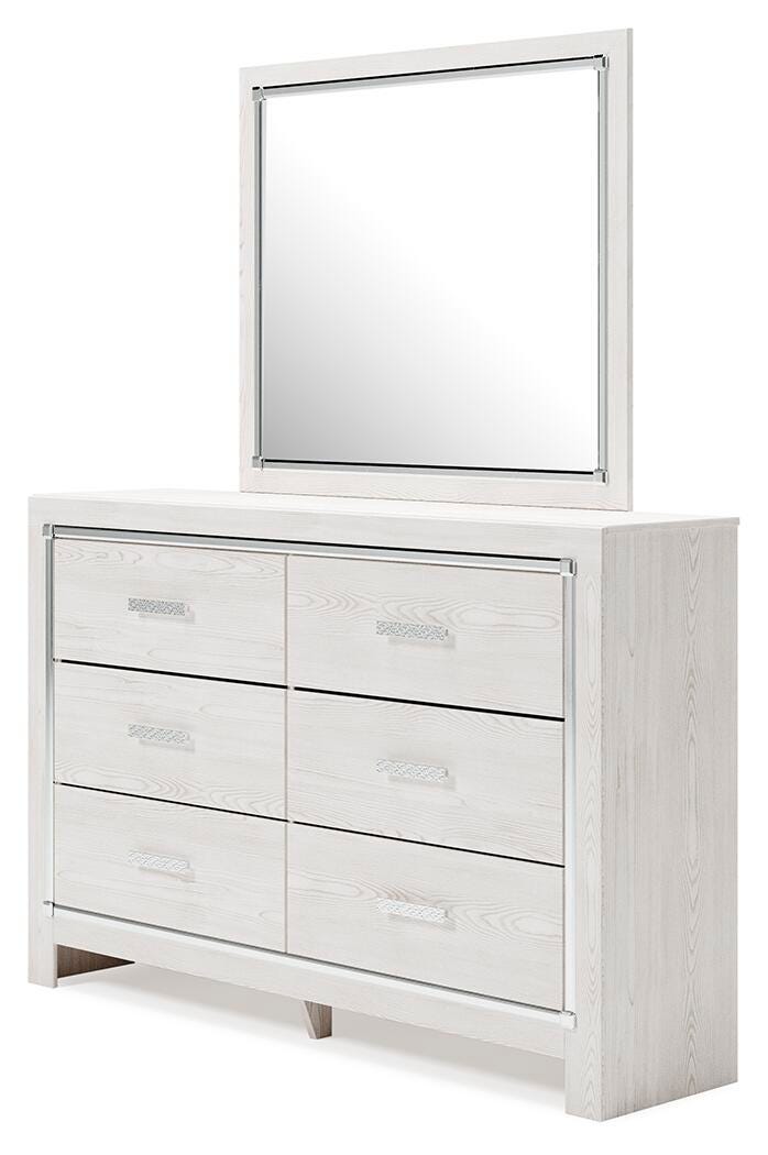 Altyra Twin Panel Bed with Mirrored Dresser