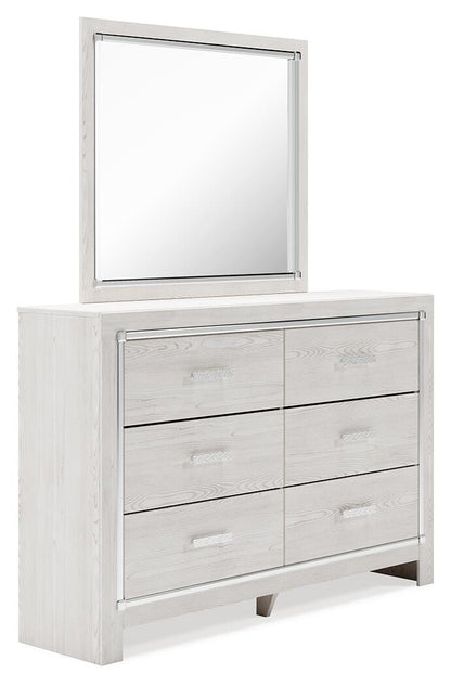 Altyra Twin Panel Bed with Mirrored Dresser