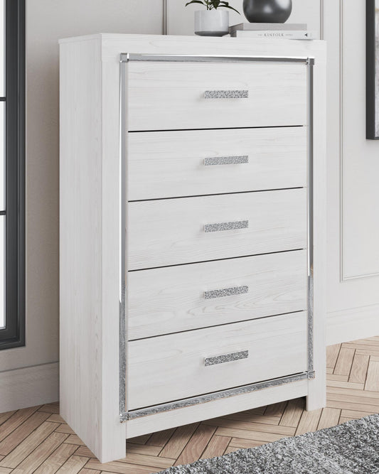 Altyra Full Panel Bed with Mirrored Dresser and Chest
