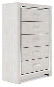 Altyra Queen Panel Bookcase Bed with Mirrored Dresser and Chest