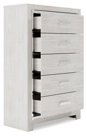 Altyra Queen Panel Bookcase Bed with Mirrored Dresser and Chest