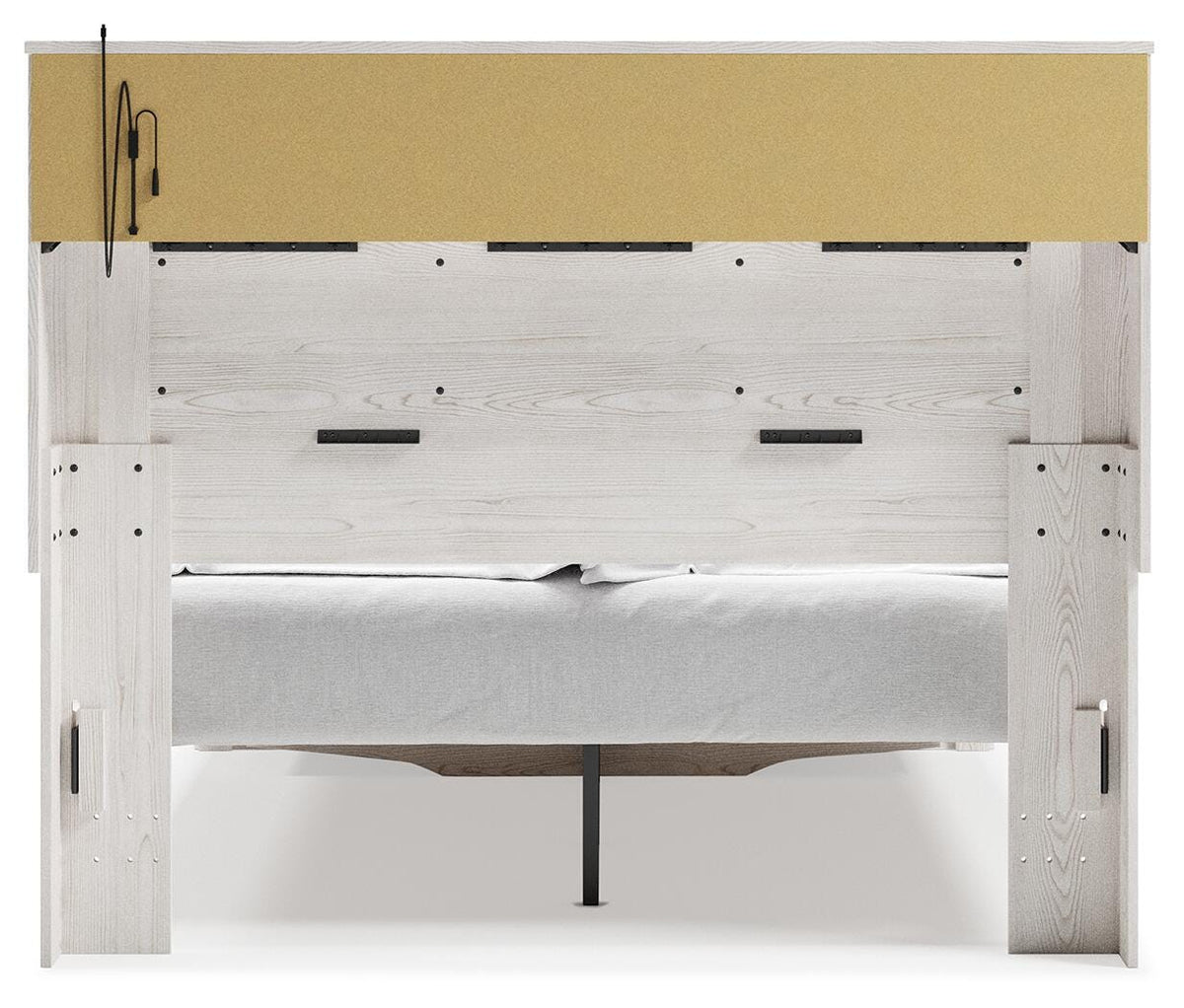 Altyra Queen Upholstered Bookcase Bed with Storage, Dresser, Mirror and Nightstand