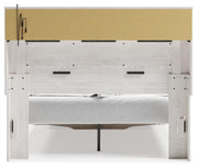 Altyra Queen Upholstered Bookcase Bed with Storage, Dresser, Mirror and Nightstand