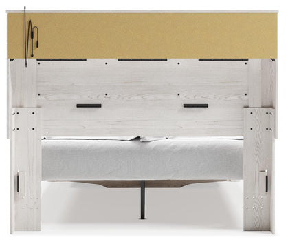 Altyra Queen Upholstered Bookcase Bed with Storage, Dresser, Mirror and Nightstand