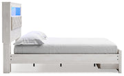 Altyra Queen Upholstered Bookcase Bed with Storage, Dresser, Mirror and Nightstand