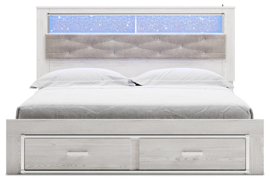 Altyra King Upholstered Bookcase Bed with Storage