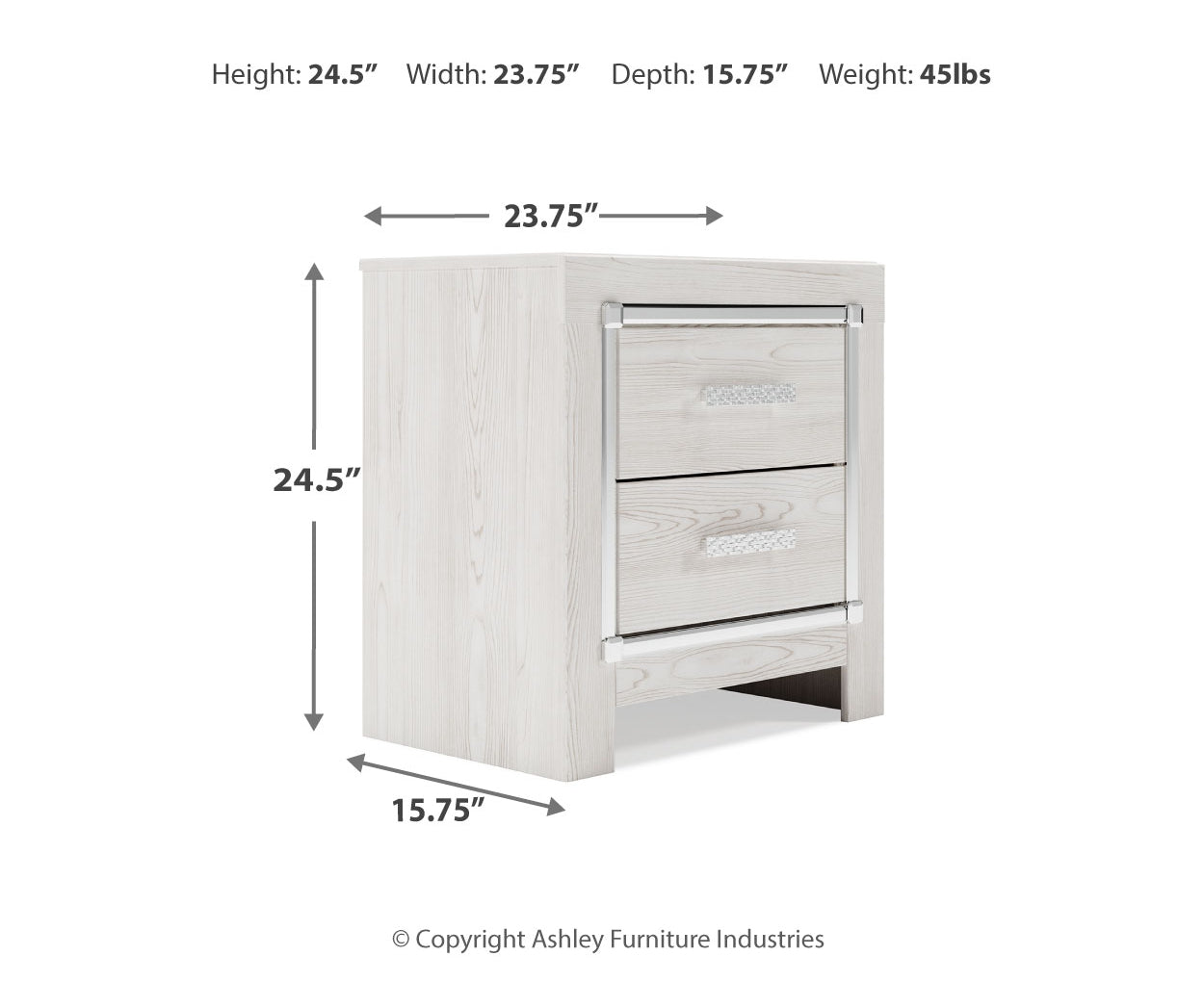 Altyra Two Drawer Night Stand