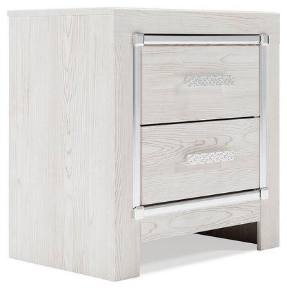 Altyra Queen Upholstered Bookcase Bed with Storage, Dresser, Mirror and Nightstand