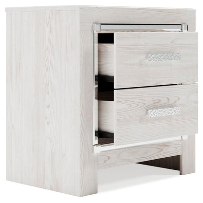 Altyra Queen Upholstered Bookcase Bed with Storage, Dresser, Mirror and Nightstand
