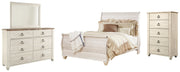 Willowton Queen Sleigh Bed with Mirrored Dresser and Chest