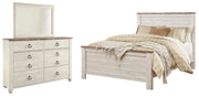 Willowton Queen Panel Bed with Mirrored Dresser