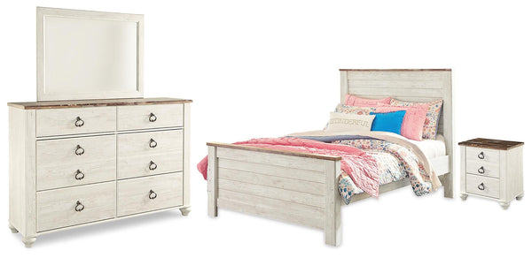 Willowton Full Panel Bed, Dresser, Mirror, Chest and Nightstand