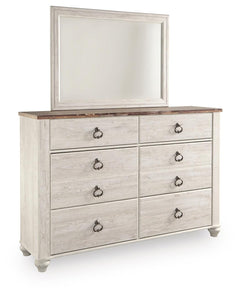 Willowton King Sleigh Bed with Mirrored Dresser, Chest and Nightstand