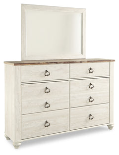 Willowton Twin Panel Headboard Bed with Mirrored Dresser
