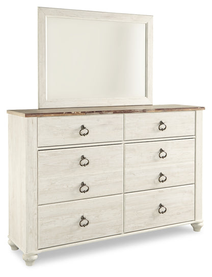 Willowton Twin Panel Headboard Bed with Mirrored Dresser