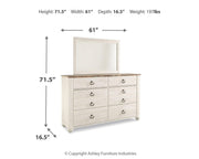 Willowton Queen Sleigh Bed with Mirrored Dresser