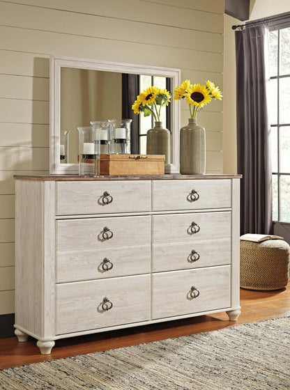 Willowton Full Panel Bed, Dresser, Mirror, Chest and Nightstand