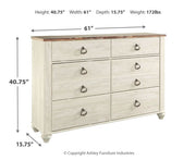 Willowton Six Drawer Dresser