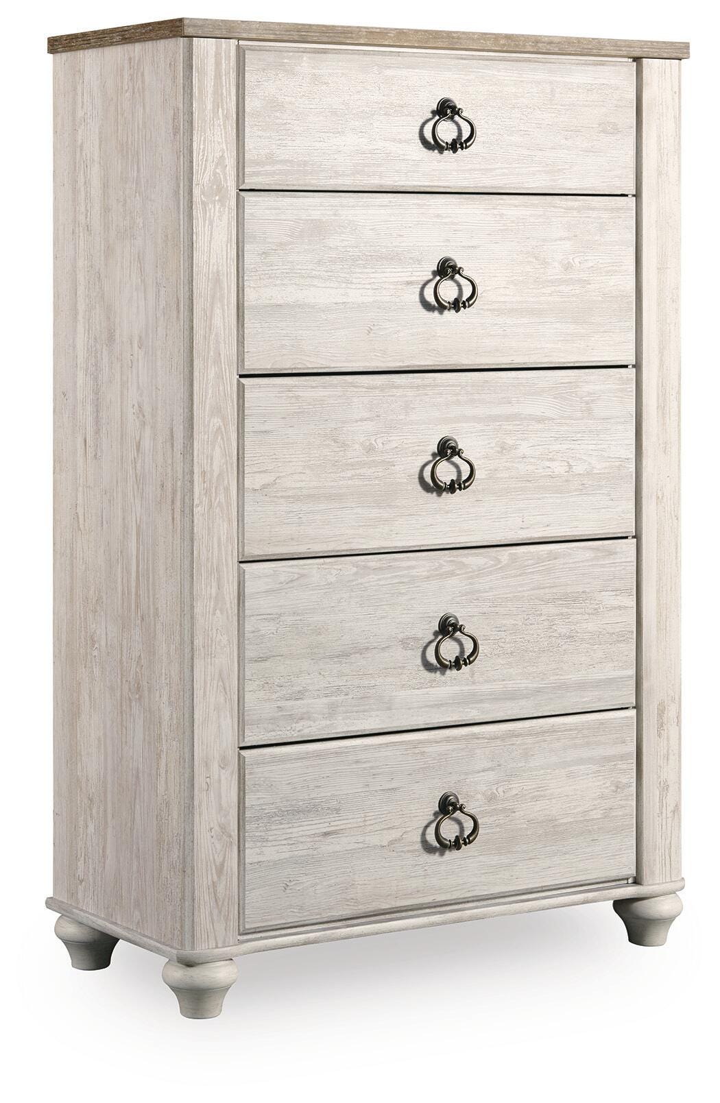 Willowton King Sleigh Bed with Mirrored Dresser, Chest and Nightstand