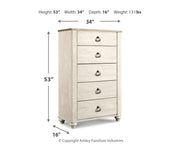 Willowton King Sleigh Bed with Mirrored Dresser, Chest and Nightstand