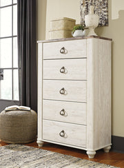 Willowton Queen Sleigh Bed with Mirrored Dresser, Chest and Nightstand