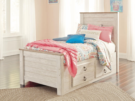 Willowton Twin Panel Bed with 2 Storage Drawers
