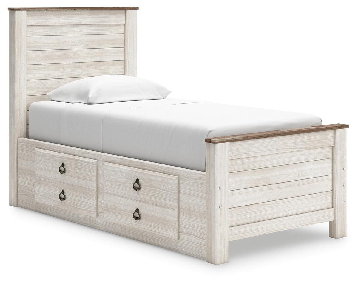 Willowton Twin Panel Bed with 2 Storage Drawers