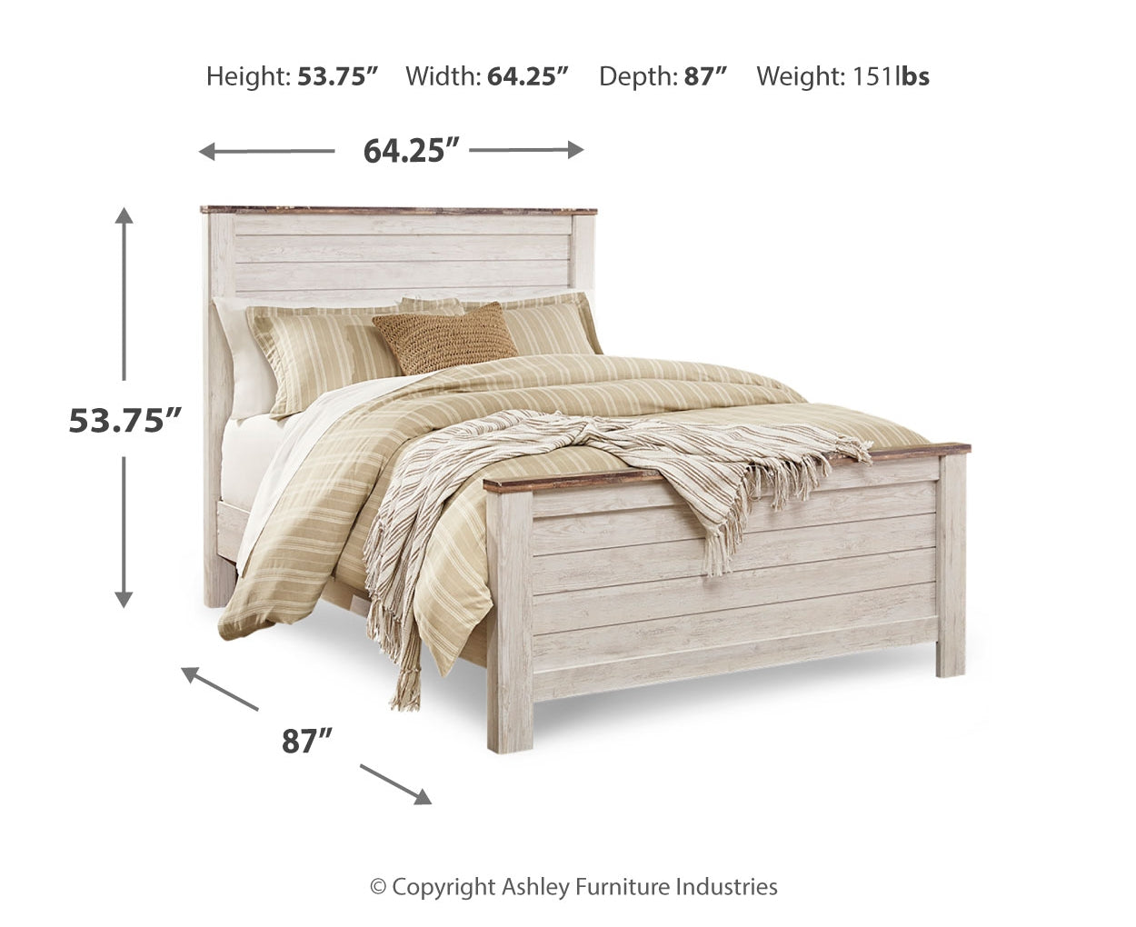 Willowton Queen Panel Bed with Mirrored Dresser, Chest and Nightstand