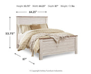 Willowton Queen Panel Bed with Mirrored Dresser and Nightstand