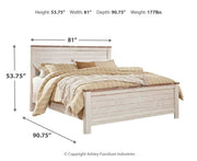 Willowton King Panel Bed with Mirrored Dresser and Nightstand