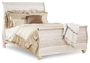 Willowton Queen Sleigh Bed with Mirrored Dresser