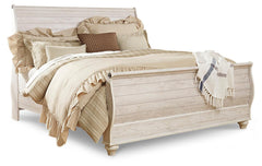 Willowton King Sleigh Bed with Mirrored Dresser, Chest and Nightstand