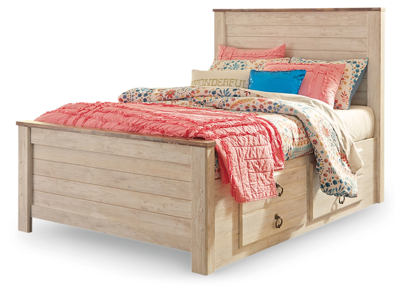 Willowton Twin Panel Bed with 2 Storage Drawers
