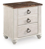 Willowton King Sleigh Bed with Mirrored Dresser, Chest and Nightstand