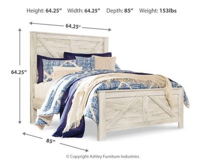 Bellaby Queen Crossbuck Panel Bed with Mirrored Dresser